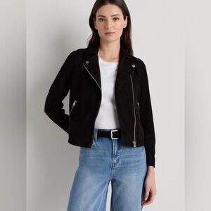 Quince Womens 100% Suede
Biker Jacket Charcoal black large nwt retail $275